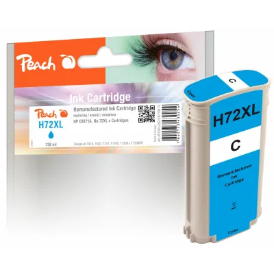 Peach HP 72 XLC Druckerpatrone XL cy ersetzt HP No. 72XL C, C9371A für z.B. HP DesignJet T 1100 24 Inch, HP DesignJet T 1100 44 Inch, HP DesignJet T 610 (wiederaufbereitet)