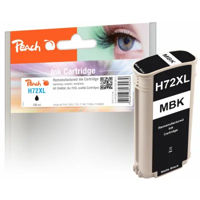 Peach HP 72 XLMBK Druckerpatrone XL bkmt ersetzt HP No. 72XL MBK, C9403A für z.B. HP DesignJet T 1100 24 Inch, HP DesignJet T 1100 44 Inch (wiederaufbereitet)