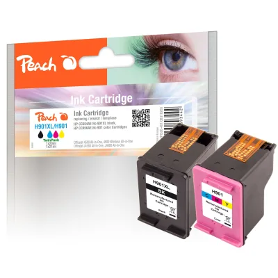 Peach HP 901 XL 2 Druckköpfe XL (bk, col) ersetzt HP No. 901XL, CC654AE, CC656AE für z.B. HP OfficeJet 4500, HP OfficeJet 4500 Wireless (wiederaufbereitet)