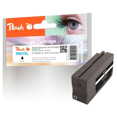 Peach HP 957 XLbk Druckerpatrone XL bk ersetzt HP No. 957XL bk, L0R40AE für z.B. HP OfficeJet Pro 7740 WF, HP OfficeJet Pro 7720, HP OfficeJet Pro 8210 (wiederaufbereitet)