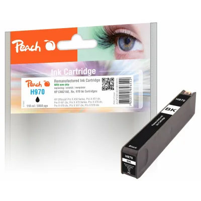 Peach HP 970 bk Druckerpatrone bk ersetzt HP No. 970 bk, CN621A für z.B. HP OfficeJet Pro X 450, HP OfficeJet Pro X 451 dn, HP OfficeJet Pro X 451 dw (wiederaufbereitet)