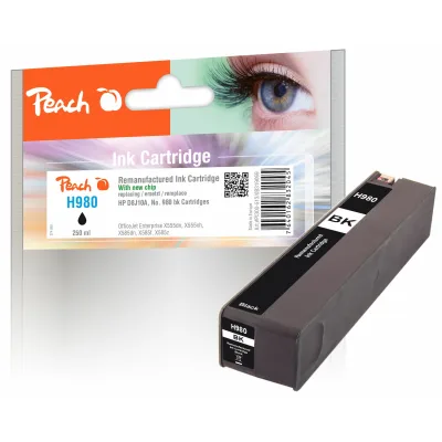 Peach HP 980 bk Druckerpatrone bk ersetzt HP No. 980 bk, D8J10A für z.B. HP OfficeJet Enterprise Color Flow X 585 z MFP (wiederaufbereitet)