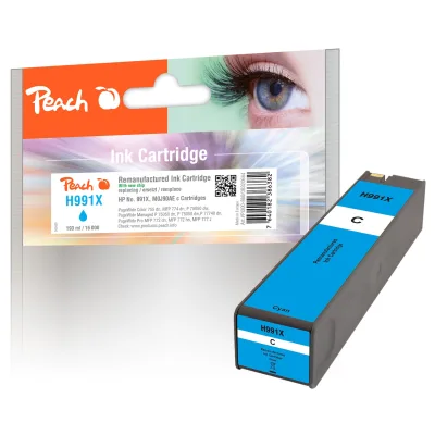 Peach HP 991 XC Druckerpatrone XL cy ersetzt HP No. 991X C, M0J90AE für z.B. HP PageWide Color 755 dn, HP PageWide Color MFP 774 dn (wiederaufbereitet)