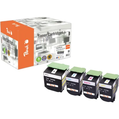 Peach L54  4 Toner XL (bk, c/m/y) ersetzt Lexmark C540H2 für z.B. Lexmark C 540 N, Lexmark C 543 DN, Lexmark C 544 DN, Lexmark C 544 DTN (wiederaufbereitet)