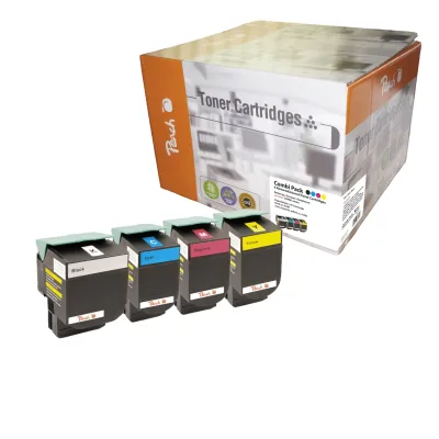 Peach L54  4 Toner XL (bk, c/m/y) ersetzt Lexmark C544X2 für z.B. Lexmark C 544 DN, Lexmark C 544 DTN, Lexmark C 544 DW, Lexmark C 544 N (wiederaufbereitet)