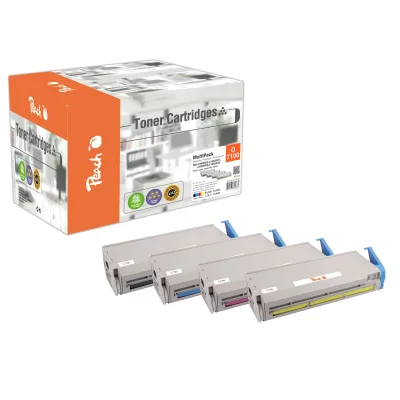 Peach O4196-3005-8 4 Toner (bk, c/m/y) ersetzt Sharp, OKI No. 4196-3005-8, 41963005-3008 für z.B. OKI C 7100, OKI C 7100 N, OKI C 7300 (wiederaufbereitet)