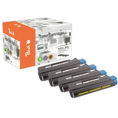 Peach O4212-7405-8 4 Toner (bk, c/m/y) ersetzt OKI No. 4212-7405-8 , 42127405-7408 für z.B. OKI C 5100, OKI C 5100 N, OKI C 5150 N, OKI C 5200 (wiederaufbereitet)