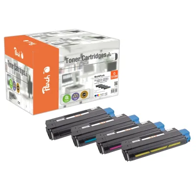 Peach O4280  4 Toner (bk, c/m/y) ersetzt OKI 42804513-6 für z.B. OKI C 3100 (wiederaufbereitet)