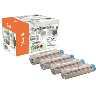 Peach O4332/36/38 4 Toner (bk, c/m/y) ersetzt OKI 43324421, 43324422, 43324423, 43324424 für z.B. OKI C 5500 N, OKI C 5550 MFP, OKI C 5800 (wiederaufbereitet)