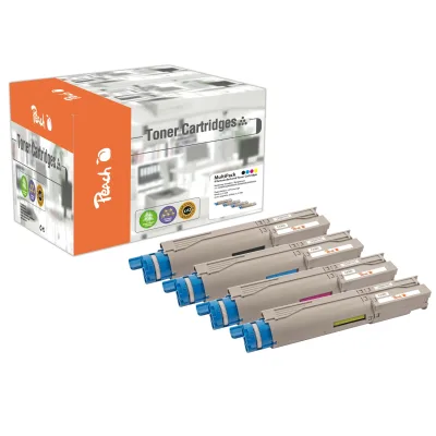 Peach O4345/46 4 Toner (bk, c/m/y) ersetzt OKI 43459329-9332 für z.B. OKI C 3300, OKI C 3300 N, OKI C 3400, OKI C 3400 N, OKI C 3450 (wiederaufbereitet)