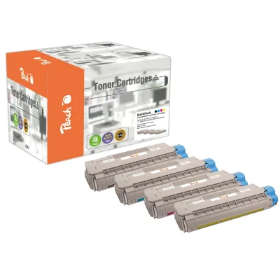 Peach O4386/87/36/85 4 Toner (bk, c/m/y) ersetzt OKI 43865721-24 für z.B. OKI C 5850, OKI C 5850 DN, OKI C 5850 N, OKI C 5950, OKI C 5950 CDTN (wiederaufbereitet)