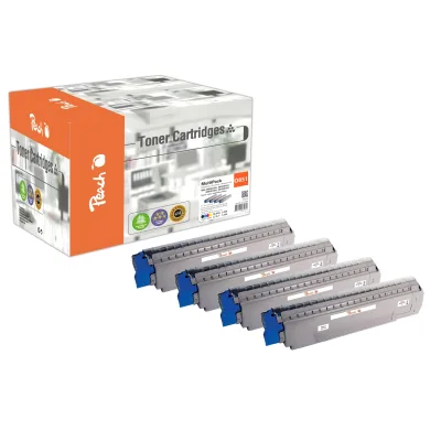 Peach O4405  4 Toner (bk, c/m/y) ersetzt OKI 44059165-68 für z.B. OKI MC 851 CDTN, OKI MC 851 CDXN, OKI MC 851 DN, OKI MC 851 DN plus (wiederaufbereitet)