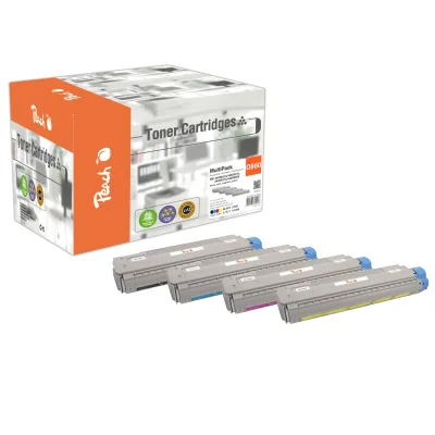 Peach O4405  4 Toner (bk, c/m/y) ersetzt OKI 44059209-12 für z.B. OKI CX 2633, OKI MC 860 CDTN, OKI MC 860 CDXN, OKI MC 860 DN (wiederaufbereitet)