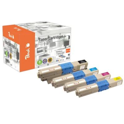 Peach O4446/4449 4 Toner XL (bk, c/m/y) ersetzt OKI 44469722-9804 für z.B. OKI C 510 DN, OKI C 530 DN, OKI MC 561 DN (wiederaufbereitet)
