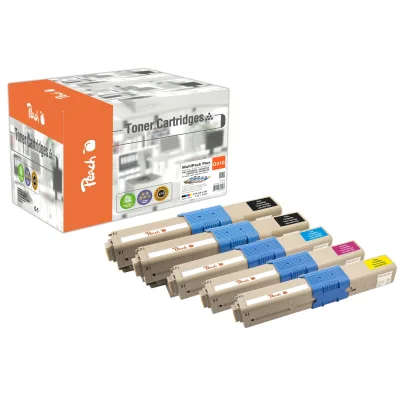 Peach O4446/4449 5 Toner (2*bk, c/m/y) ersetzt OKI 44469704-9803 für z.B. OKI C 331 DN, OKI C 310 DN, OKI C 330 DN, OKI C 510 DN, OKI C 511 DN (wiederaufbereitet)