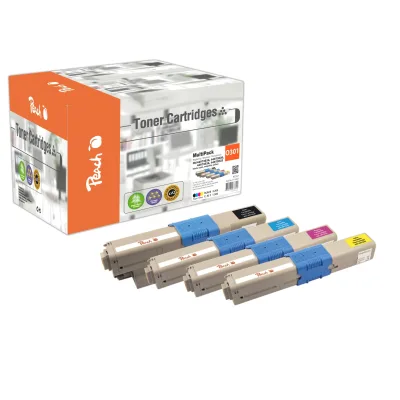 Peach O4496/47/97 4 Toner (bk, c/m/y) ersetzt OKI 44973533-6 für z.B. OKI C 301 DN, OKI C 321 DN, OKI MC 332 DN, OKI MC 340, OKI MC 342 DN (wiederaufbereitet)