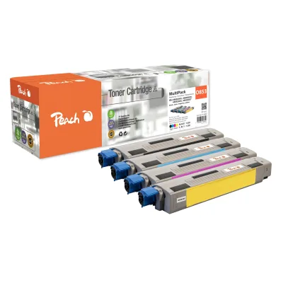 Peach O4586  4 Toner (bk, c/m/y) ersetzt OKI 45862840, 45862839, 45862838, 45862837 für z.B. OKI MC 853 dn, OKI MC 853 dnct, OKI MC 853 dnv (wiederaufbereitet)