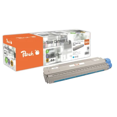 Peach O464711/464338 Toner cy ersetzt OKI 46471103 für z.B. OKI C 823 DN, OKI C 823 N, OKI C 823, OKI C 833 DN, OKI C 833 DT, OKI C 833 N (wiederaufbereitet)