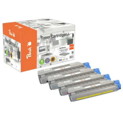 Peach O4650-76 4 Toner (bk, c/m/y) ersetzt OKI 46507616, 46507615, 46507614, 46507613 für z.B. OKI C 712 DN, OKI C 712 N, OKI C 712 (wiederaufbereitet)