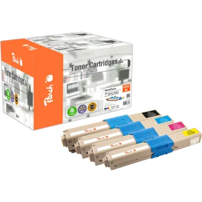 Peach O4650-87 Toner XL (bk, c/m/y) ersetzt OKI 46508712, 46508711, 46508710, 46508709 für z.B. OKI C 332 DN, OKI MC 363 DN, OKI MC 363 N (wiederaufbereitet)