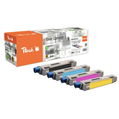 Peach O47095701-4 4 Toner (bk, c/m/y) ersetzt OKI No. 47095701-4 für z.B. OKI C 834 DN, OKI C 834, OKI C 824 dn, OKI C 824 n, OKI C 824 (wiederaufbereitet)