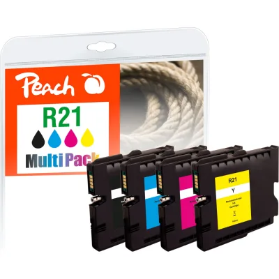 Peach R21  4 Druckerpatronen (bk, c/m/y) ersetzt Ricoh GC21, 405532, 405533, 405534, 405535 für z.B. Ricoh Aficio GX 2500, Ricoh Aficio GX 3000 (wiederaufbereitet)