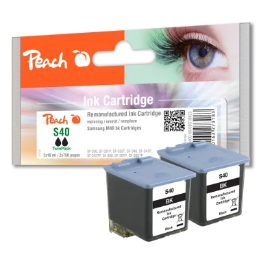 Peach S40/41 2 Druckköpfe 2*bk ersetzt Samsung M40V/ELS für z.B. Samsung SF -300, Samsung SF -330, Samsung SF -331 P, Samsung SF -335 T (wiederaufbereitet)