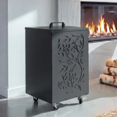 Pelletbehälter MCW-Q30 Ranken, Pelletbox Aufbewahrungsbox für z.B. Tierfutter, Rollen Füße 64x36x36cm ~ anthrazit