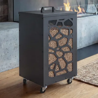 Pelletbehälter MCW-Q30 Waben, Pelletbox Aufbewahrungsbox für z.B. Tierfutter, Rollen Füße 64x36x36cm ~ anthrazit