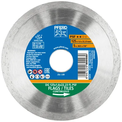 PFERD TOOLS Diamant-Trennscheibe DG FL 125x1,6x22,23 mm PSF z. Trennen v. Fliesen, hohe Schnittqualität