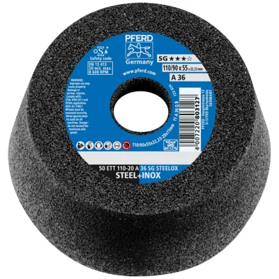 PFERD TOOLS Schleiftopf ETT 110x20x22,23 mm A36 Leistungslinie SG STEELOX für Stahl/Edelstahl