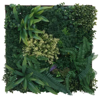 Pflanzenwandbild MCW-O93, Wanddeko künstliche Wandbegrünung Grünpflanzen Kunstpflanzen Bild In-/Outdoor 50x50cm
