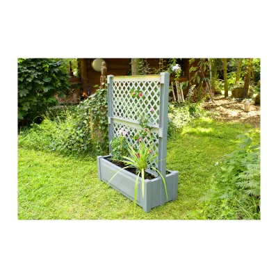 Pflanzkasten groß 100 cm mit Zentralspalier, grau