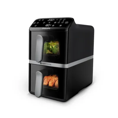 Philips NA461/00 Stacked Doppel-Heißluftfritteuse (10 l Fassungsvermögen, 2750 Watt, Timer, Digitales Display)