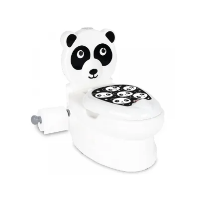 Pilsan Töpfchen Panda 07561 Toilettenpapierhalter, Musik, Licht, Klappdeckel weiß