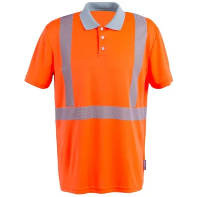 Planam Norit Warnschutz Poloshirt kurzarm Gr. L orange/zink