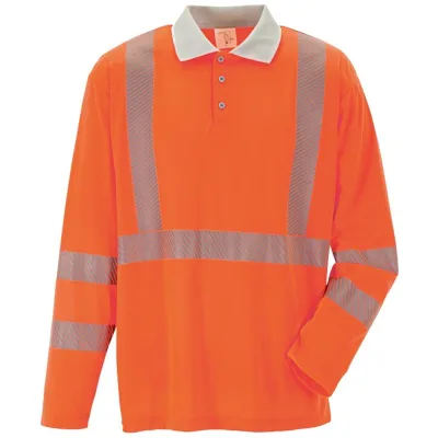 Planam Norit Warnschutz Poloshirt langarm Gr. 2XL orange/zink