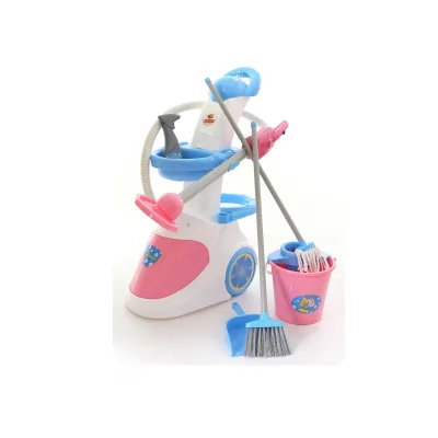 Polesie Spielzeug Putzwagen 59314 Staubsauger mit Sound, Eimer, Besen, Wischmopp rosa