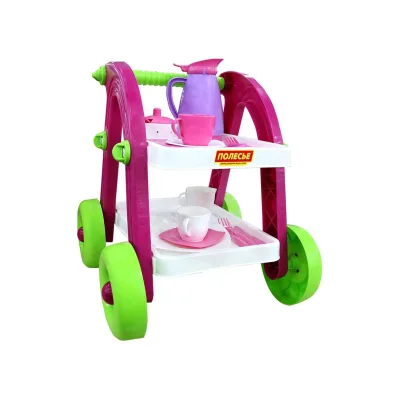 Polesie Spielzeug Servierwagen 44655 Stars Chef Teekanne Tassen Löffel Besteck pink