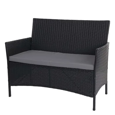Poly-Rattan Gartenbank Hamar, Sitzbank Bank ~ anthrazit, Kissen anthrazit