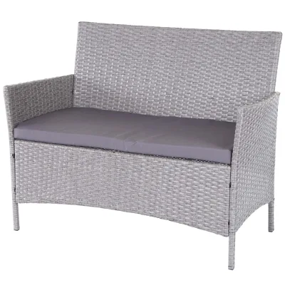 Poly-Rattan Gartenbank Hamar, Sitzbank Bank ~ grau, Kissen anthrazit