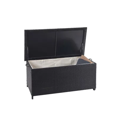 Poly-Rattan Kissenbox MCW-D88, Gartentruhe Auflagenbox Truhe ~ Premium schwarz, 51x100x50cm 170l