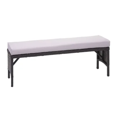 Poly-Rattan Sitzbank MCW-G16, Gartenbank Rattanbank, Gastronomie 112cm ~ schwarz, Kissen hellgrau