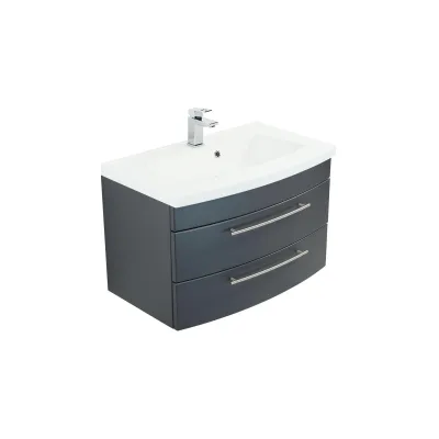 Posseik Badmöbel Waschtisch Luna 80 mit runder Front anthrazit seidenglanz