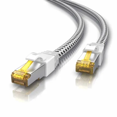 Primewire Patchkabel CAT 7 Rohkabel mit Baumwollummantelung  - Gigabit Ethernet LAN Kabel - 10 Gbit/s - S/FTP PIMF Schirmung - Netzwerkkabel - 30m