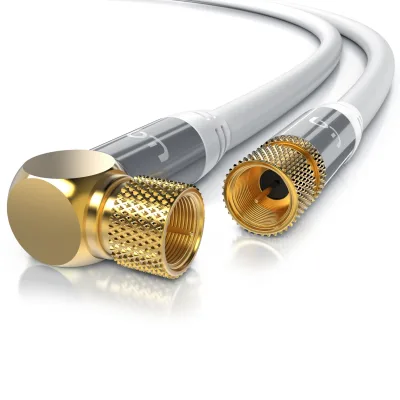 Primewire SAT-Kabel, Koax, F-Stecker, HDTV SAT Koax Kabel 90° gewinkelt, 4fach Schirmung, 135dB, 75Ohm - 10m