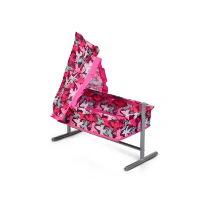 Puppenbett, Puppenwiege Butterfly 9339, mit Himmel und Rüschchen 59x29,5x61cm
