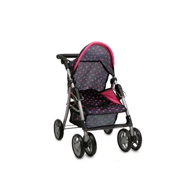 Moni Puppenwagen Punkte 9352, zusammenklappbar, Schiebehöhe bis 62 cm