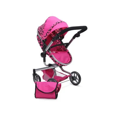 Puppenwagen Bella 9695 Puppenkorb Sonnendach und Schiebegriff verstellbar Tasche