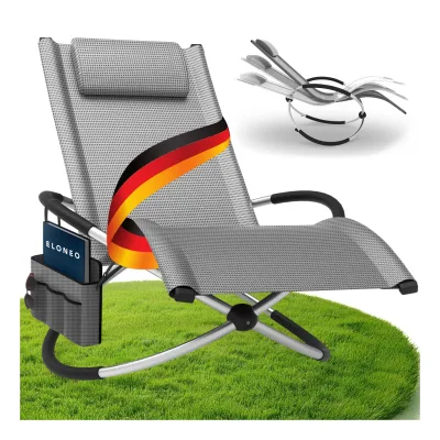 Relax-Schaukelliege inkl. Seitentasche Grau-kariert Ohne Auflage